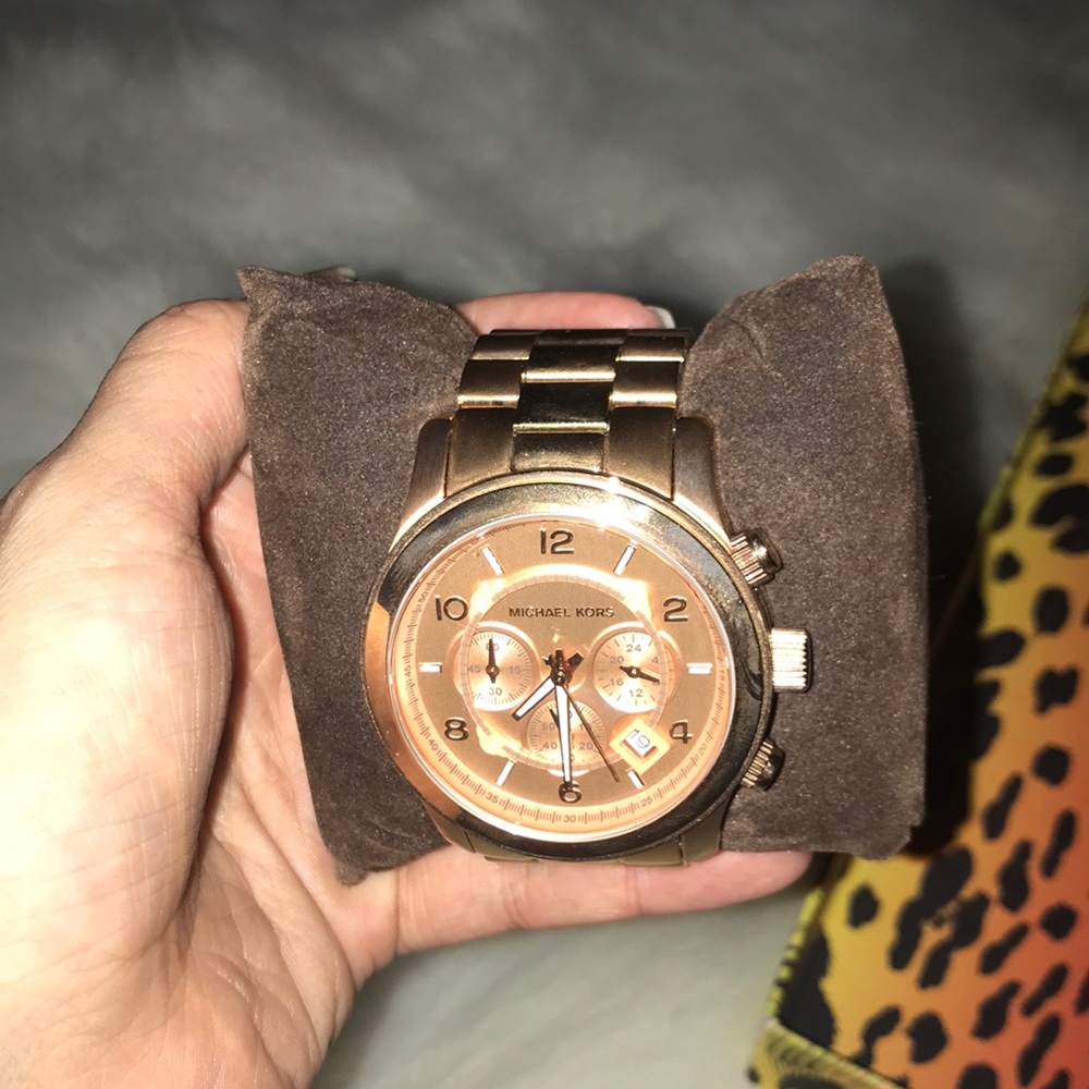 Rose gold Michael Kors oversized runway watch